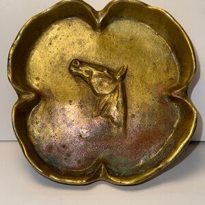 Vintage Brass Virginia Metal Crafters Horse Dish Ashtray Trinket Tray Decor